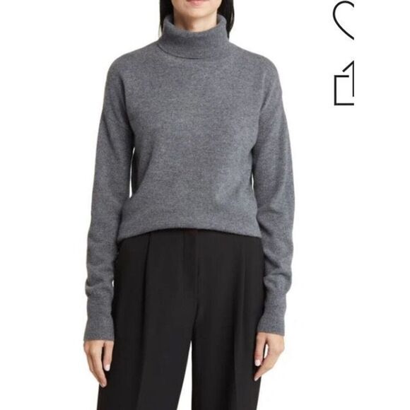 Nordstrom 100% Cashmere Turtleneck Sweater in Grey NWT Size X-Large - Picture 1 of 5